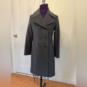 80% wool 20% cashmere Via Spiga Charcoal Double-Breasted Pea Coat